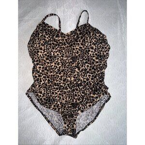 Aqua Green Women one piece bathing suit animal print plus size 24 gold $50